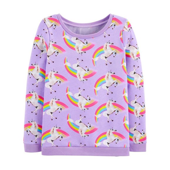 Carter's Girl's Unicorn Rainbow Graphic Print Fleece Crew Neck Sweatshirt 14 - Picture 1 of 5